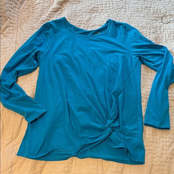 🌴 Lilly Pulitzer TARINA LONG SLEEVE TEE Luxletic Twist Turquoise Shore XL 👟 - Picture 2 of 11